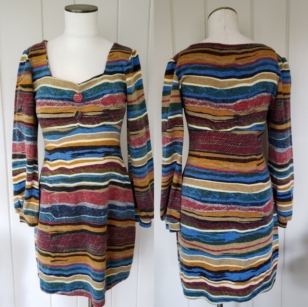 Pants Store Sweater Dress Size Medium Multi Color Long Sleeve Knit Fall Winter — image 3 of 8
